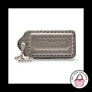 2" Medium COACH Gray Smooth Leather Nickel Key Fob Bag Charm Keychain Hang Tag